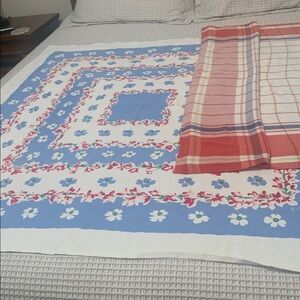 2 vintage table cloths 1950s